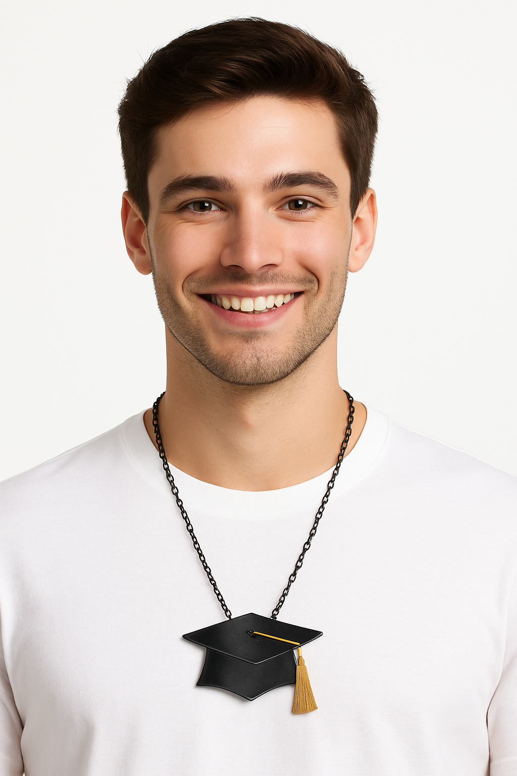 Graduation Cap Charm Necklace - Elegant Black and Gold