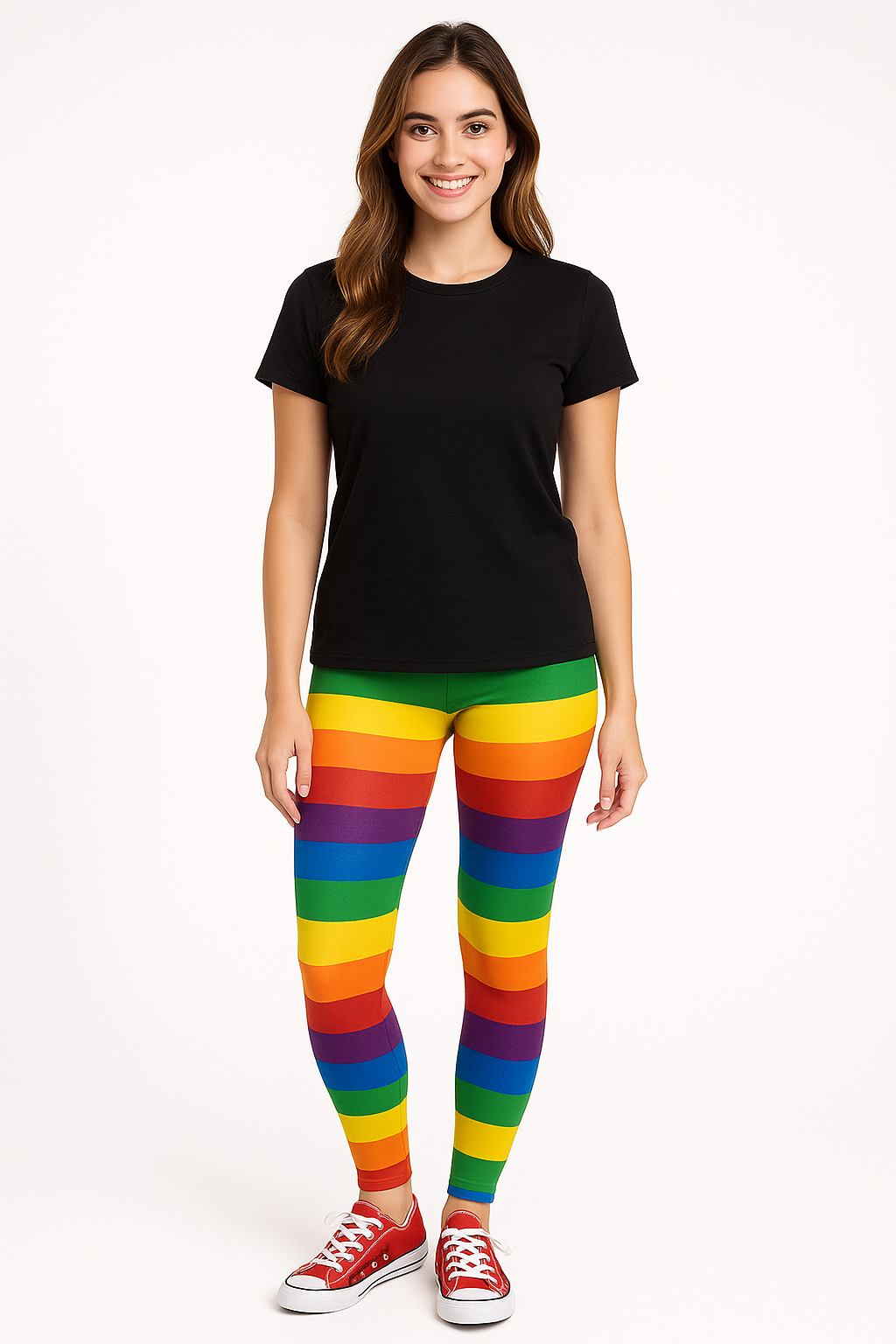 Vibrant Rainbow Footless Tights for Adults