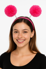 Bright Pink Pom Pom Headbopper Headband