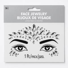 Silver Self-Adhesive Face Jewels - Glam Costume Accessory