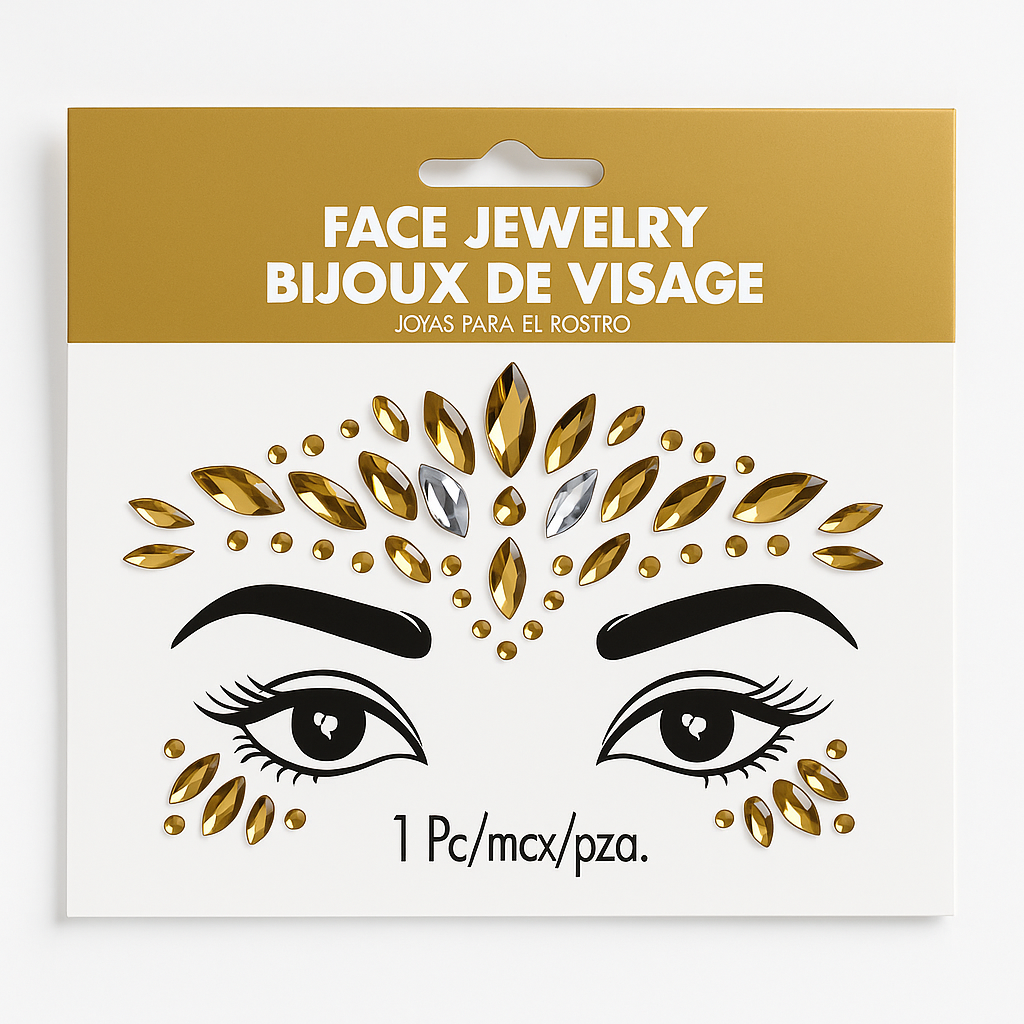 Gold Self-Adhesive Face Jewels - 1.5" x 4.5"