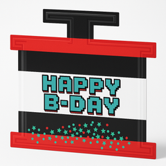 Pixel Party "Happy B-Day" Jumbo Confetti Cutout Decor, 16-Inch