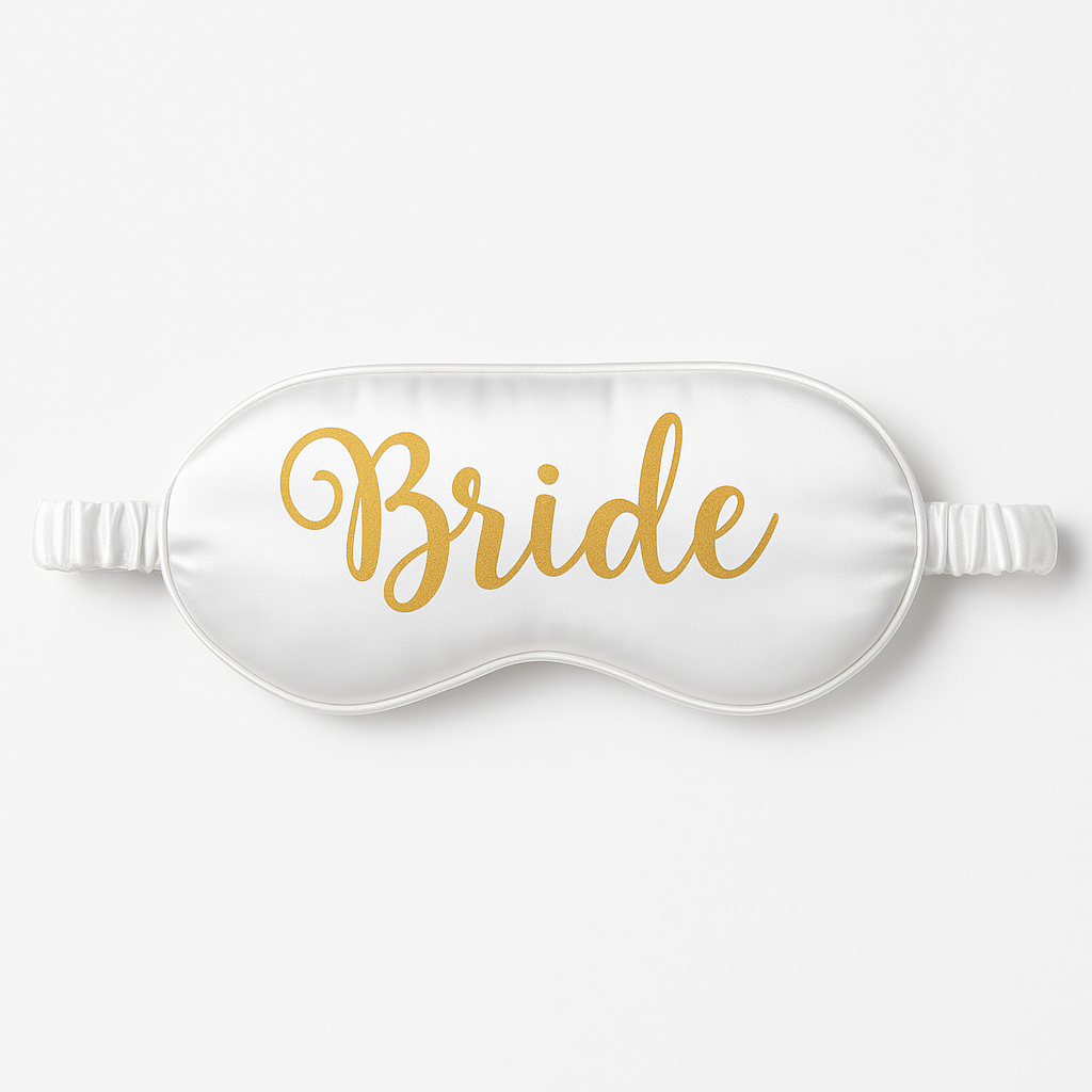Elegant Bride Sleep Eye Mask with Gold Script