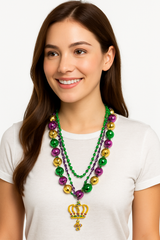 Deluxe Crown Pendant Layered Necklace for Masquerade