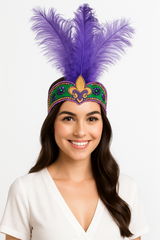 Feathered Jeweled Masquerade Headband