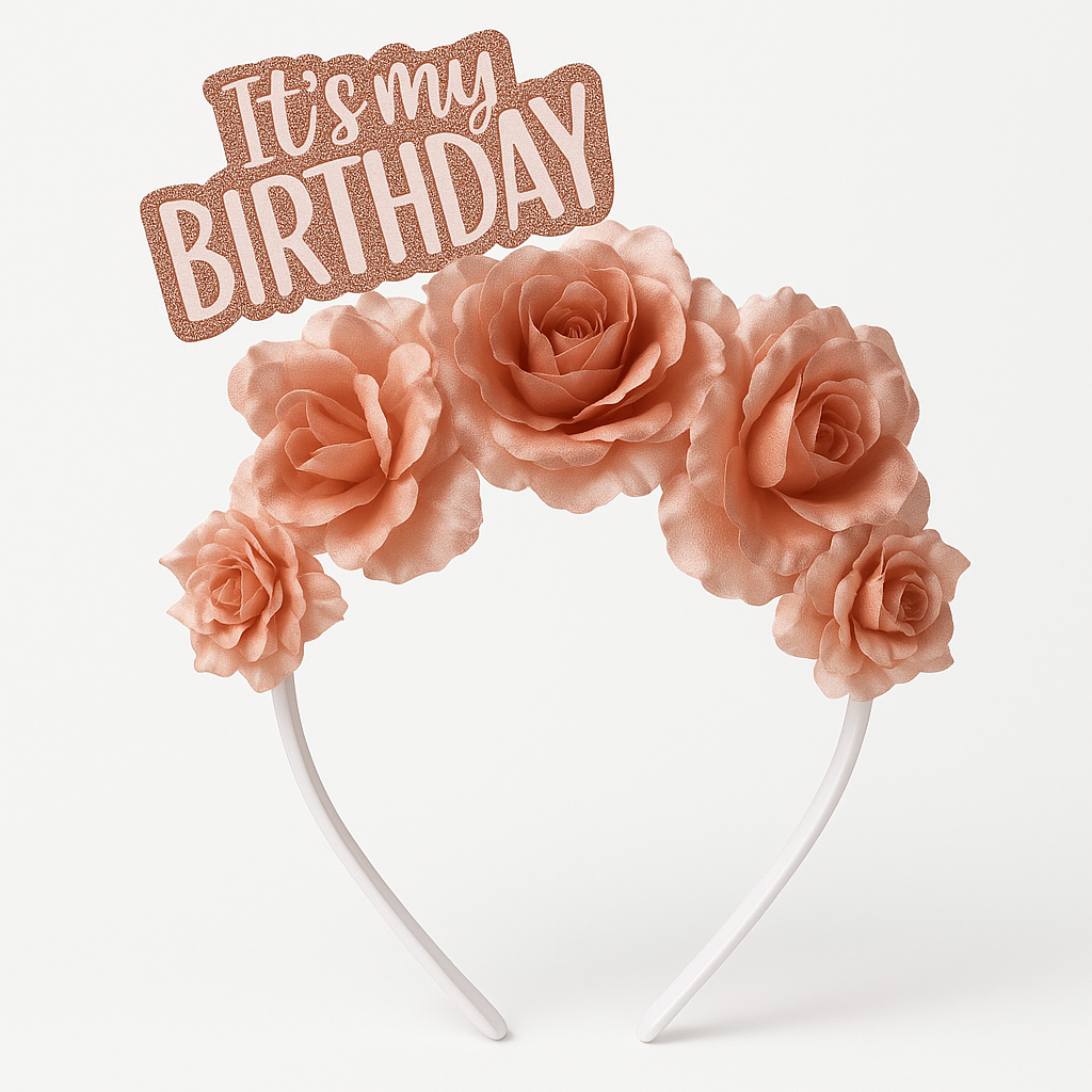 Blush Rose Gold "It's My Birthday" Deluxe Headband