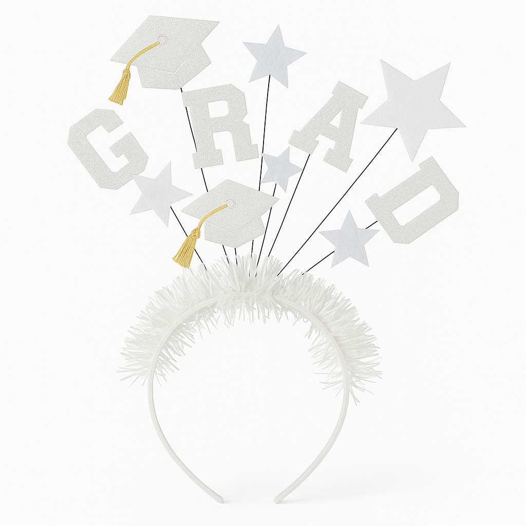 Sparkling GRAD Graduation Headband - White