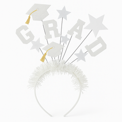 Sparkling GRAD Graduation Headband - White