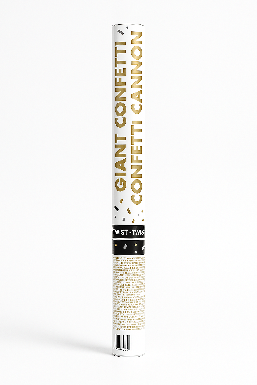 Metallic Giant Confetti Cannon - Black, Gold & Silver