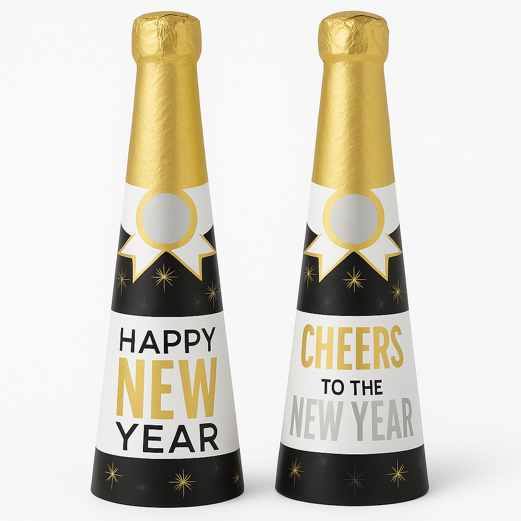 Champagne Bottle Confetti Popper Party Crackers, 8-Pack