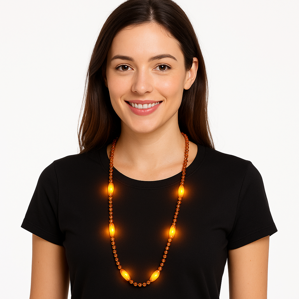Radiant Orange Light-Up Bead Necklace
