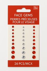 Red and White Canada Day Face Gems - 24 Pieces