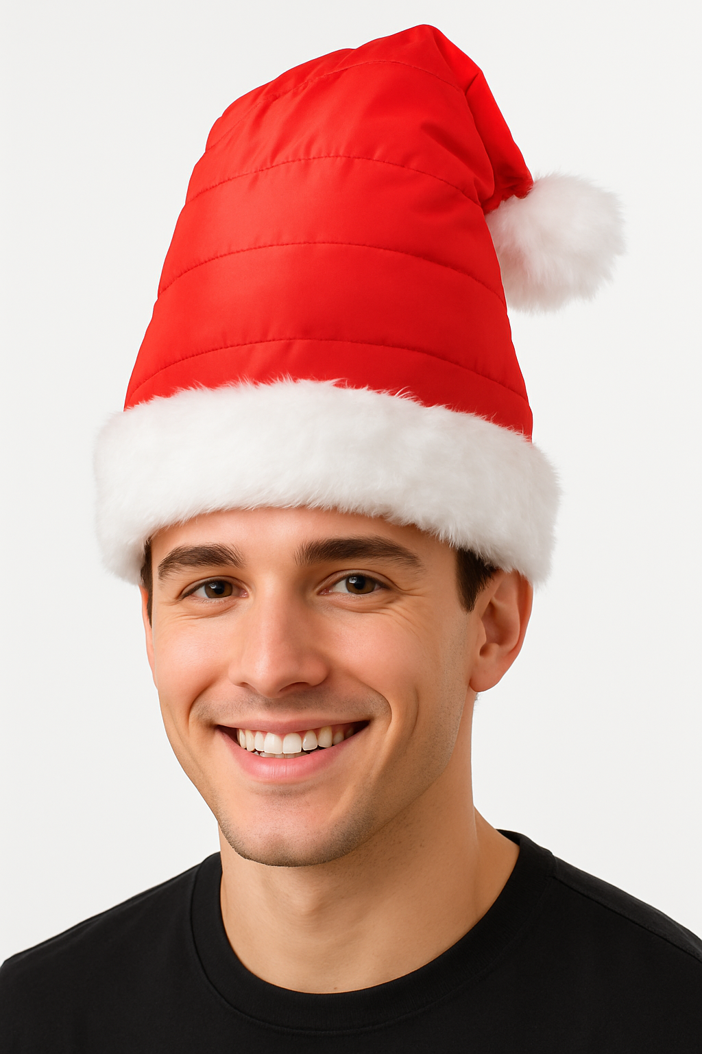 Festive Red Puffer Santa Hat