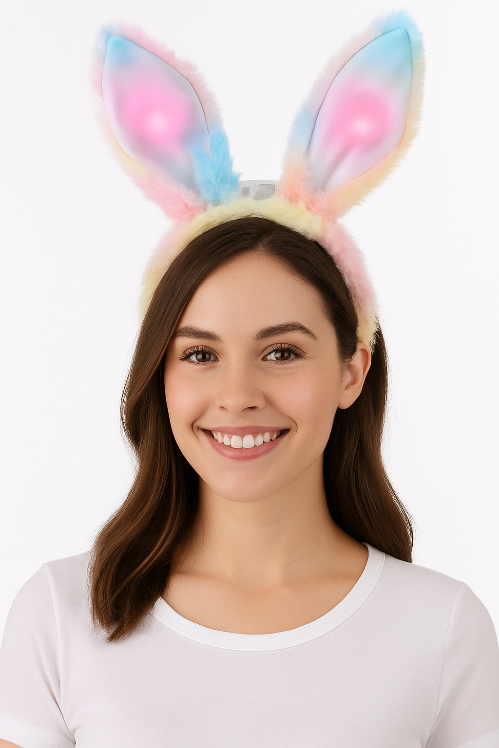Light-Up Rainbow Bunny Ears Headband - Easter Accessory