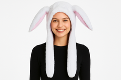 Interactive Easter Bunny Headbopper Hat - White with Pink Accents