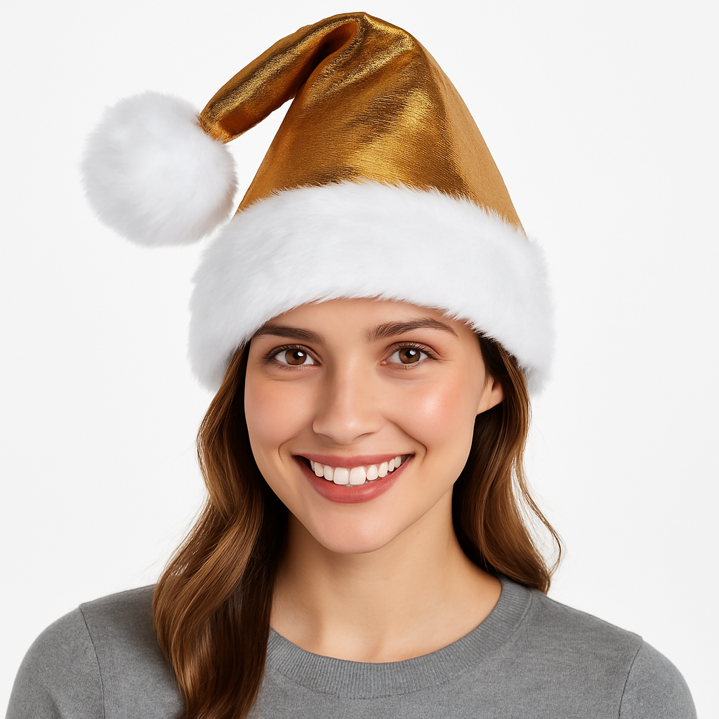 Deluxe Golden Tinsel Santa Hat