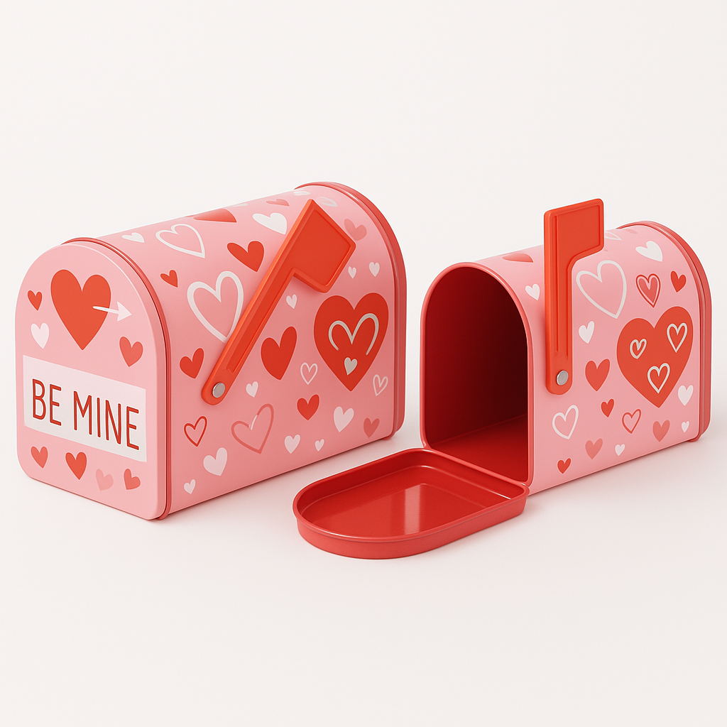 Valentine's Day Mini Tin Mailbox with Heart Design