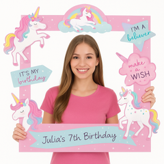 Enchanted Unicorn Birthday Photo Frame Kit, 35-Inch