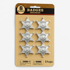 Silver Sheriff Badge Pins - 8 Pack