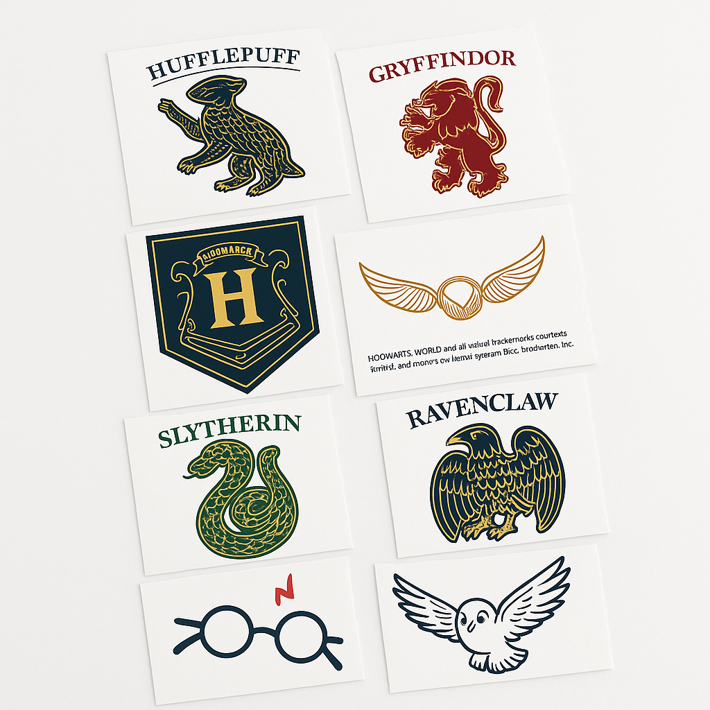 Harry Potter Hogwarts House Temporary Tattoos, 24-Pack