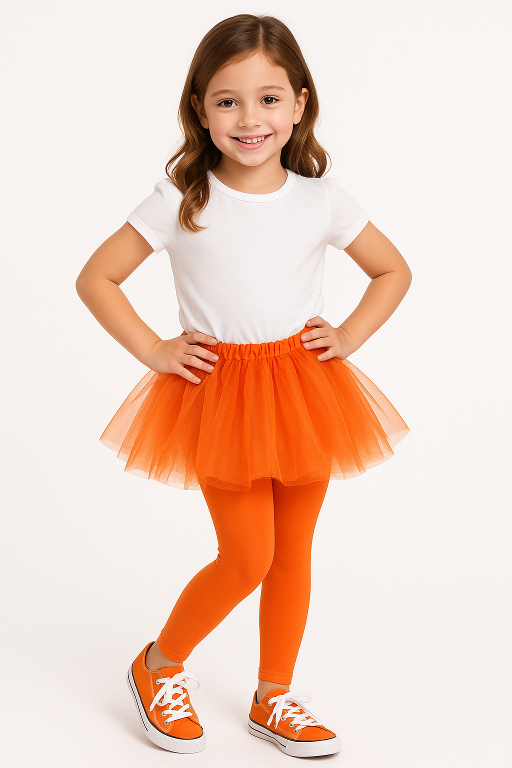 Children's Orange Footless Tights - Perfect for Costumes and Team Spirit
