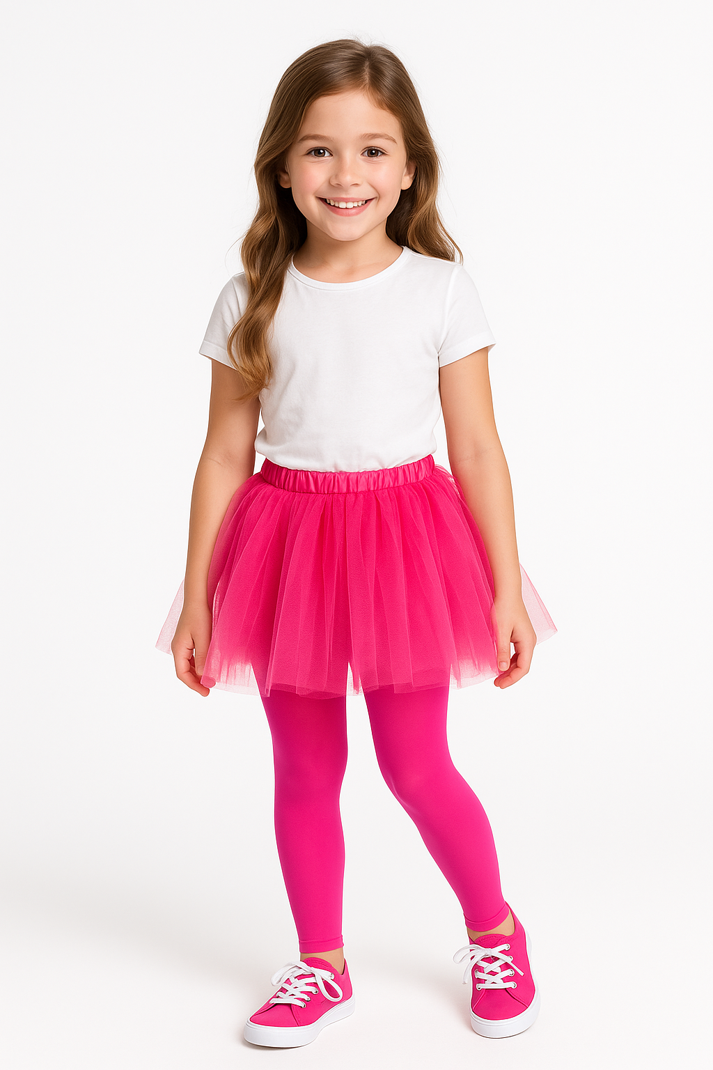 Bright Pink Footless Tights for Kids - Perfect for Costumes & Team Spirit