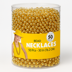Gold Bead Necklaces - 50 Pack, 30-Inch Party Accessories