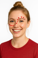 Vibrant Red Face Makeup for Team Spirit