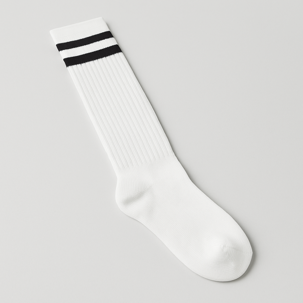 White with Black Stripes Knee-High Athletic Socks