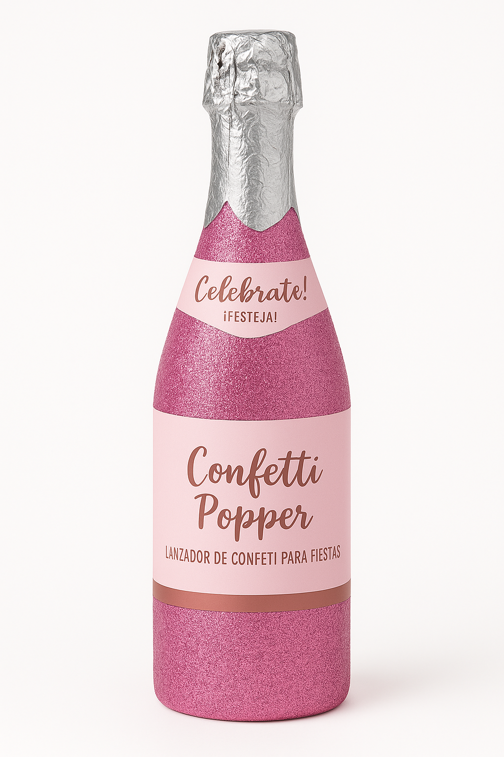 "Team Bride" Pink Glitter Champagne Bottle Confetti Popper
