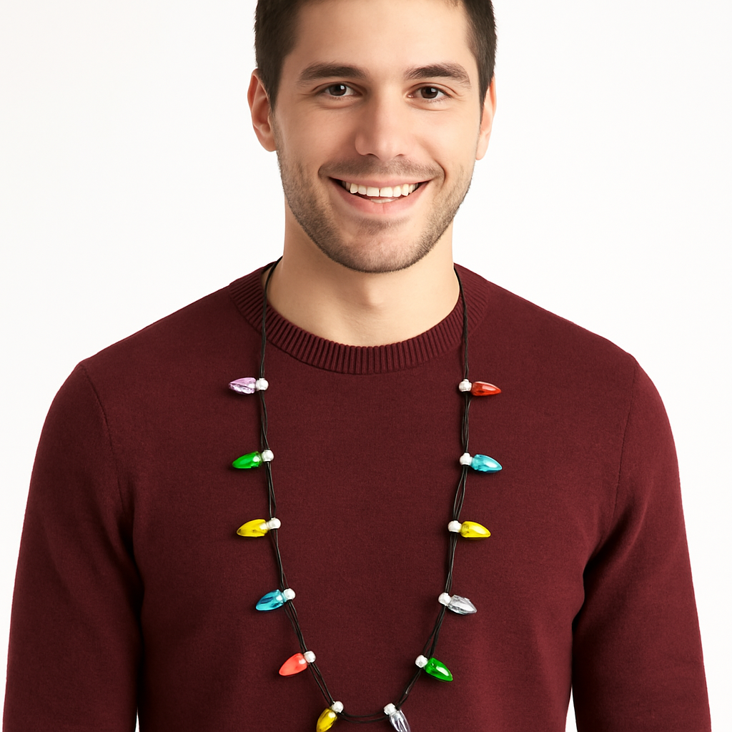 Light-Up Christmas Bulb Necklace - Festive Wearable Holiday Jewelry