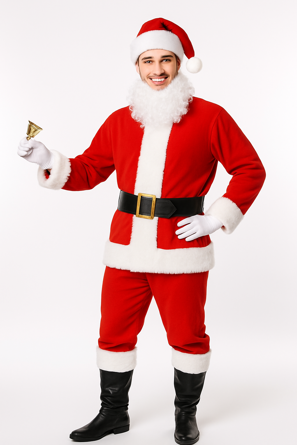 Classic Adult Santa Claus Costume Set - Jacket, Pants, Belt & Boot Covers