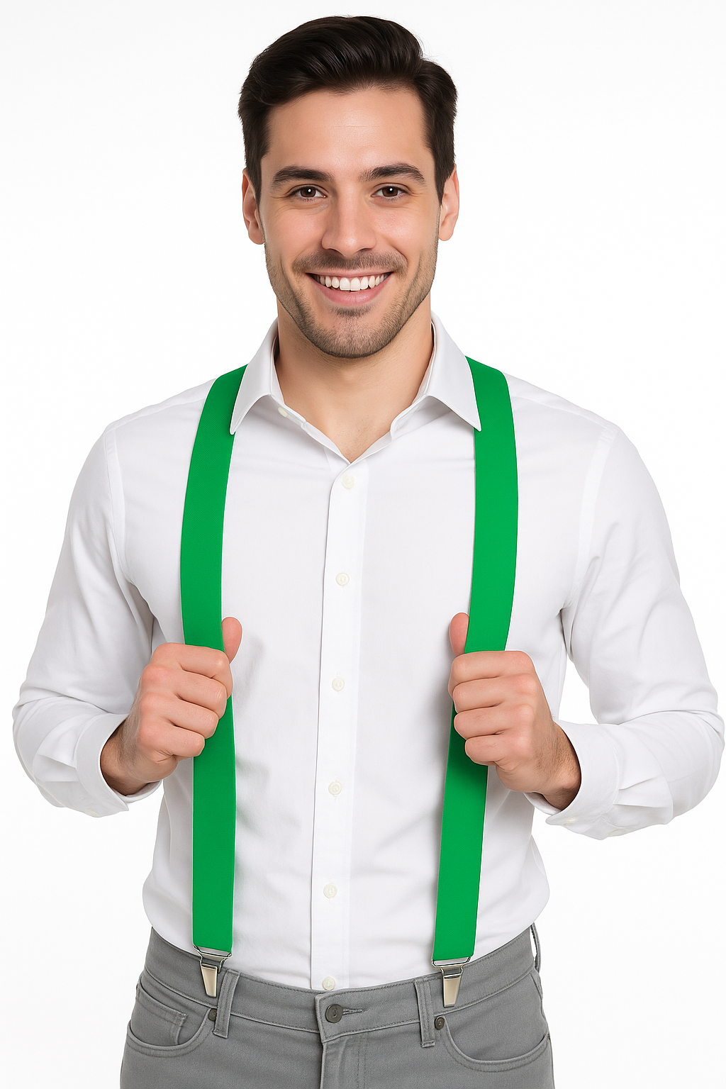 Festive Green Adjustable Y-Back Suspenders