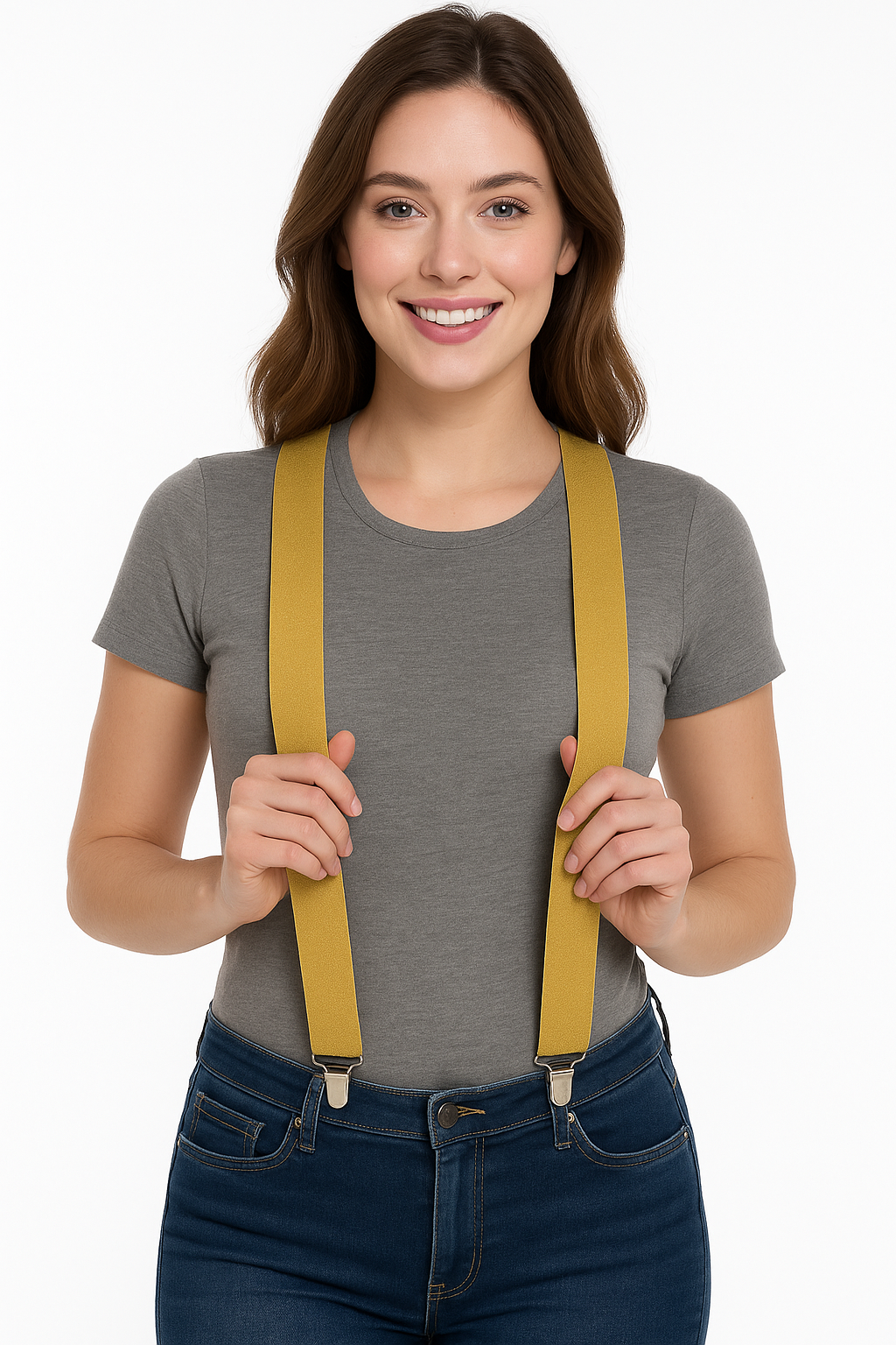 Gold Adjustable Y-Back Suspenders - Perfect for Team Spirit and Everyday Style