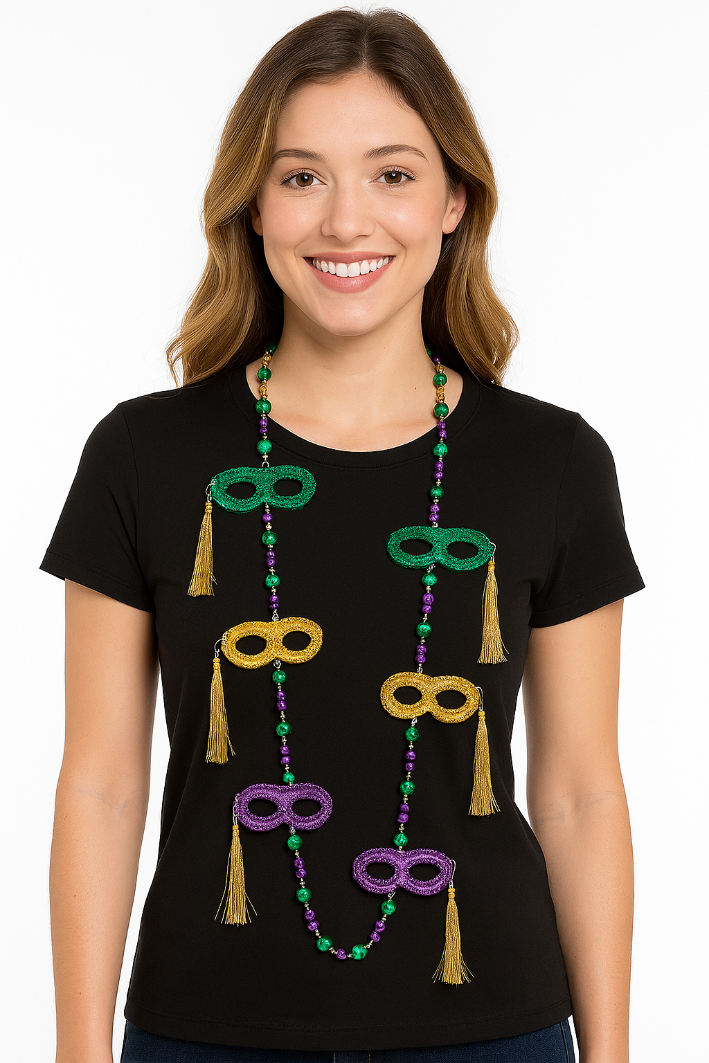 Mardi Gras Masquerade Mask Bead Necklace