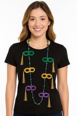 Mardi Gras Masquerade Mask Bead Necklace