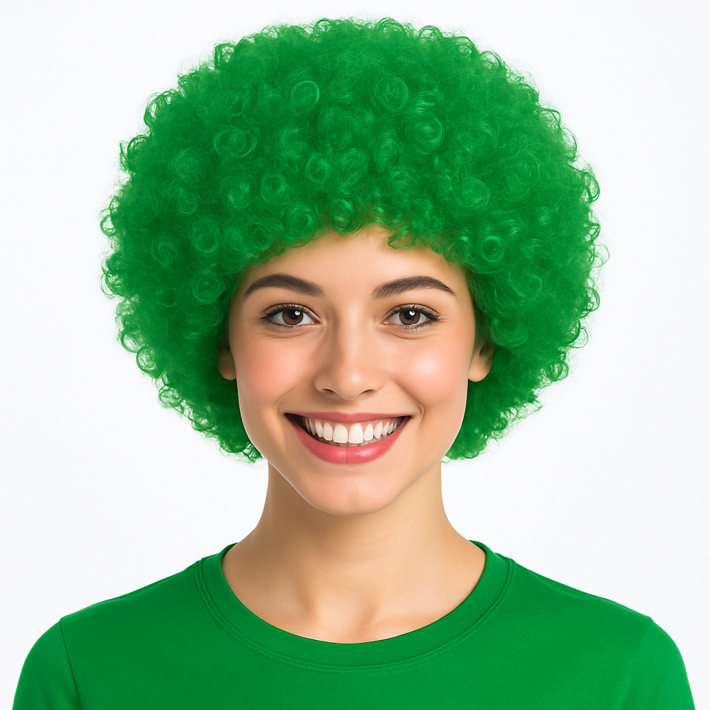 Festive Green Curly Wig - Costume Accessory