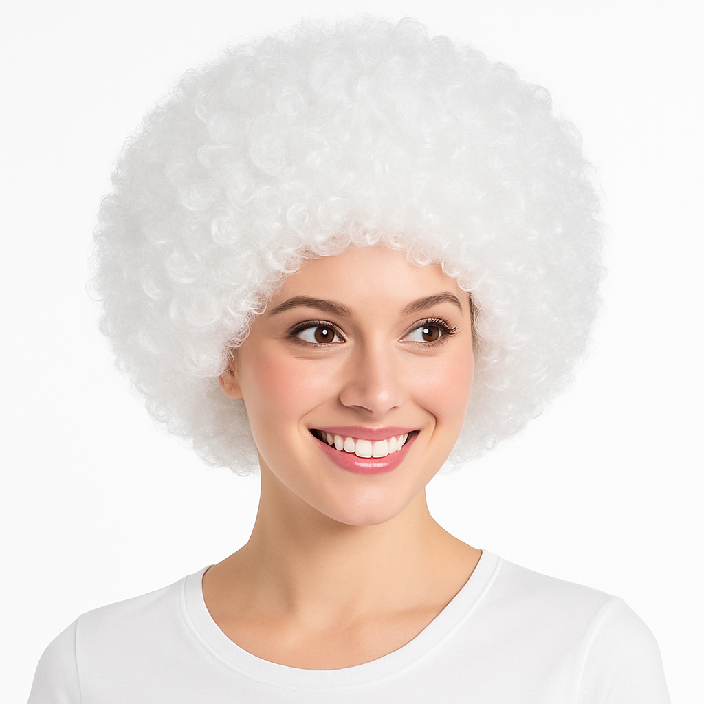 White Curly Team Spirit Wig