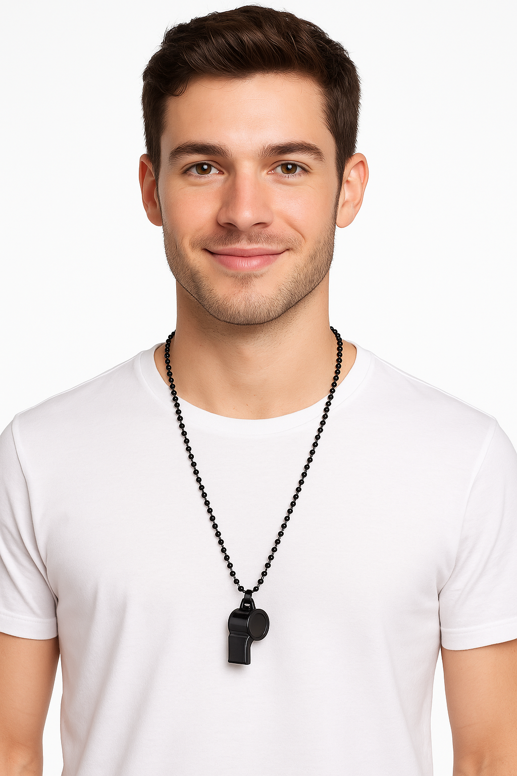 Black Beaded Necklace with Whistle - Team Spirit Costume Accessory