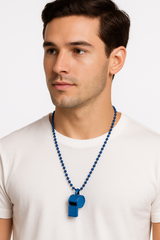 Royal Blue Bead Necklace with Whistle - 36" Team Spirit Accessory