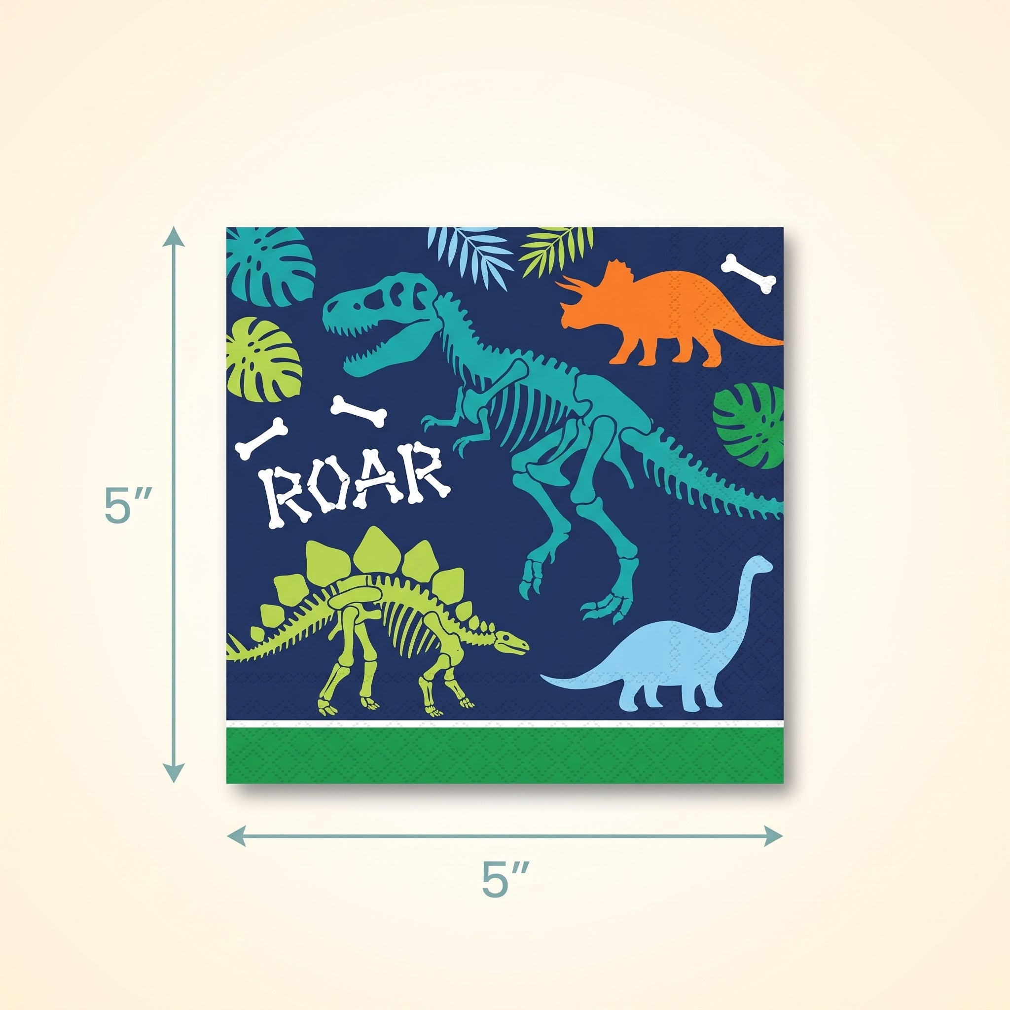 Dino-Mite Birthday Beverage Napkins - 5 In. X 5 In.
