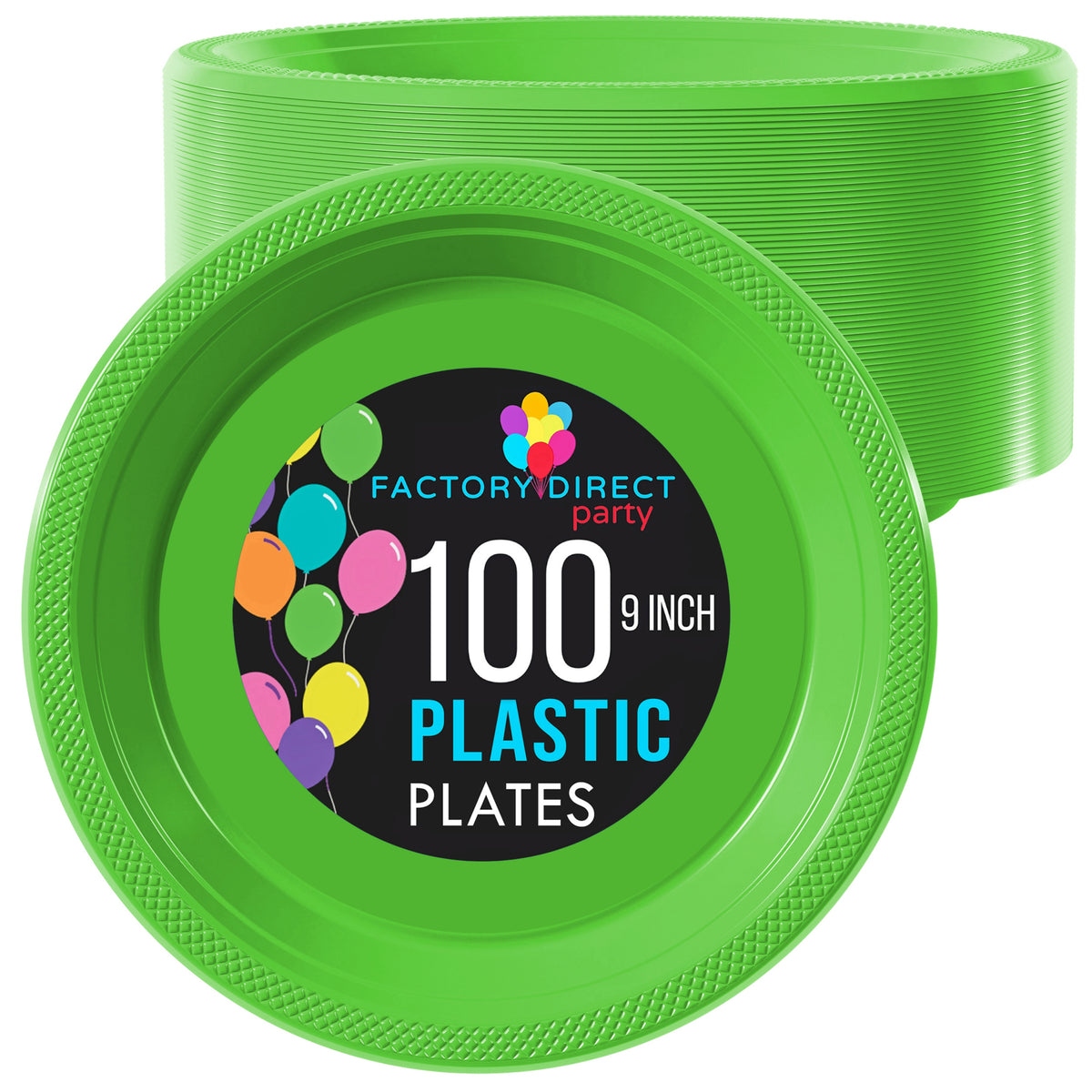 7 In. Lime Green Plastic Plates | 100 Count