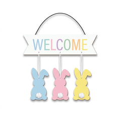 MDF Hanging Welcome Bunnies Easter Sign