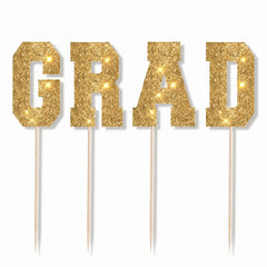 Gold Glitter GRAD Cupcake Picks