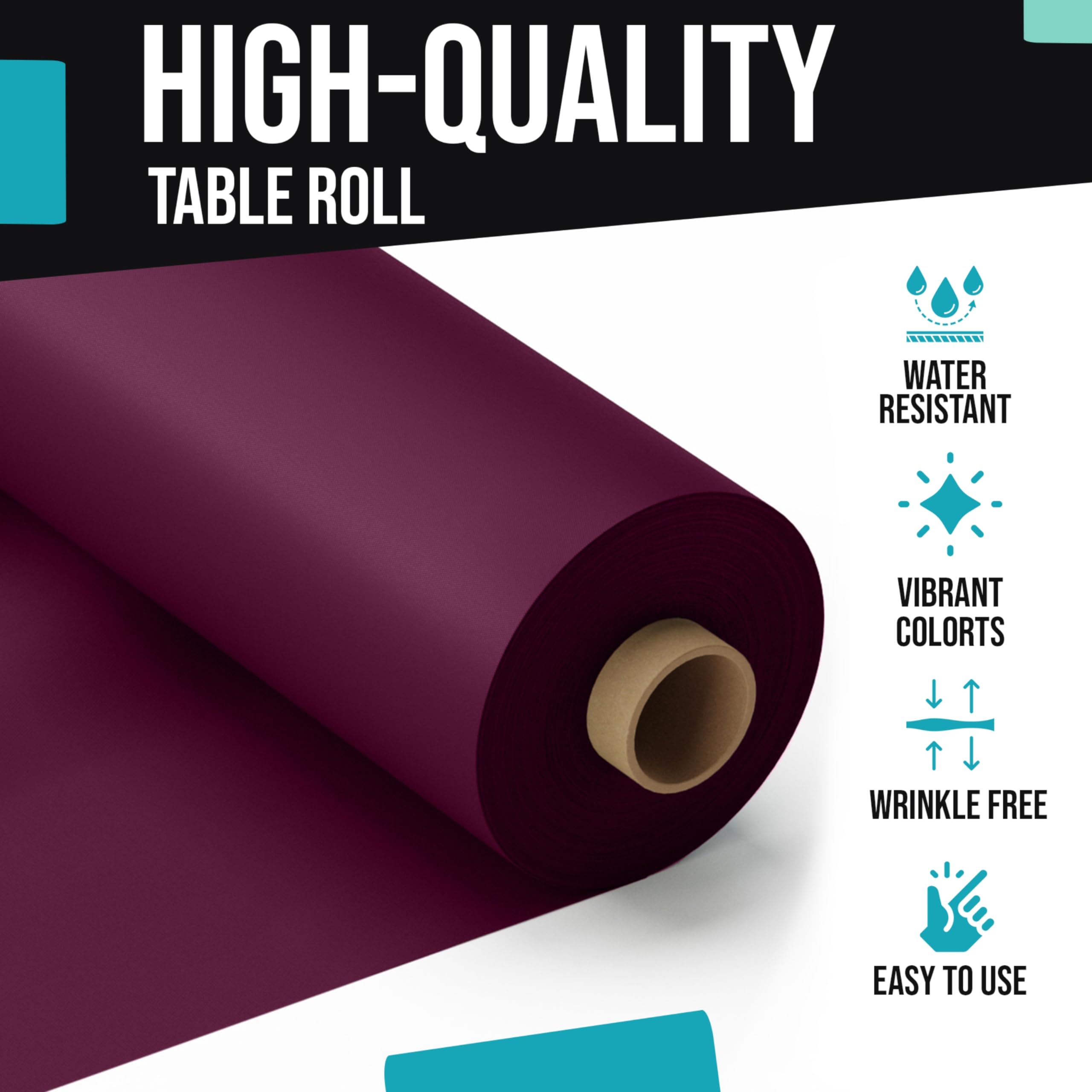 40 In. x 100 Ft. Plum plastic Table Roll