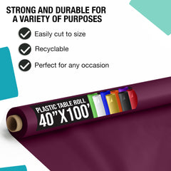 40 In. x 100 Ft. Plum Plastic Table Roll | Case of 6