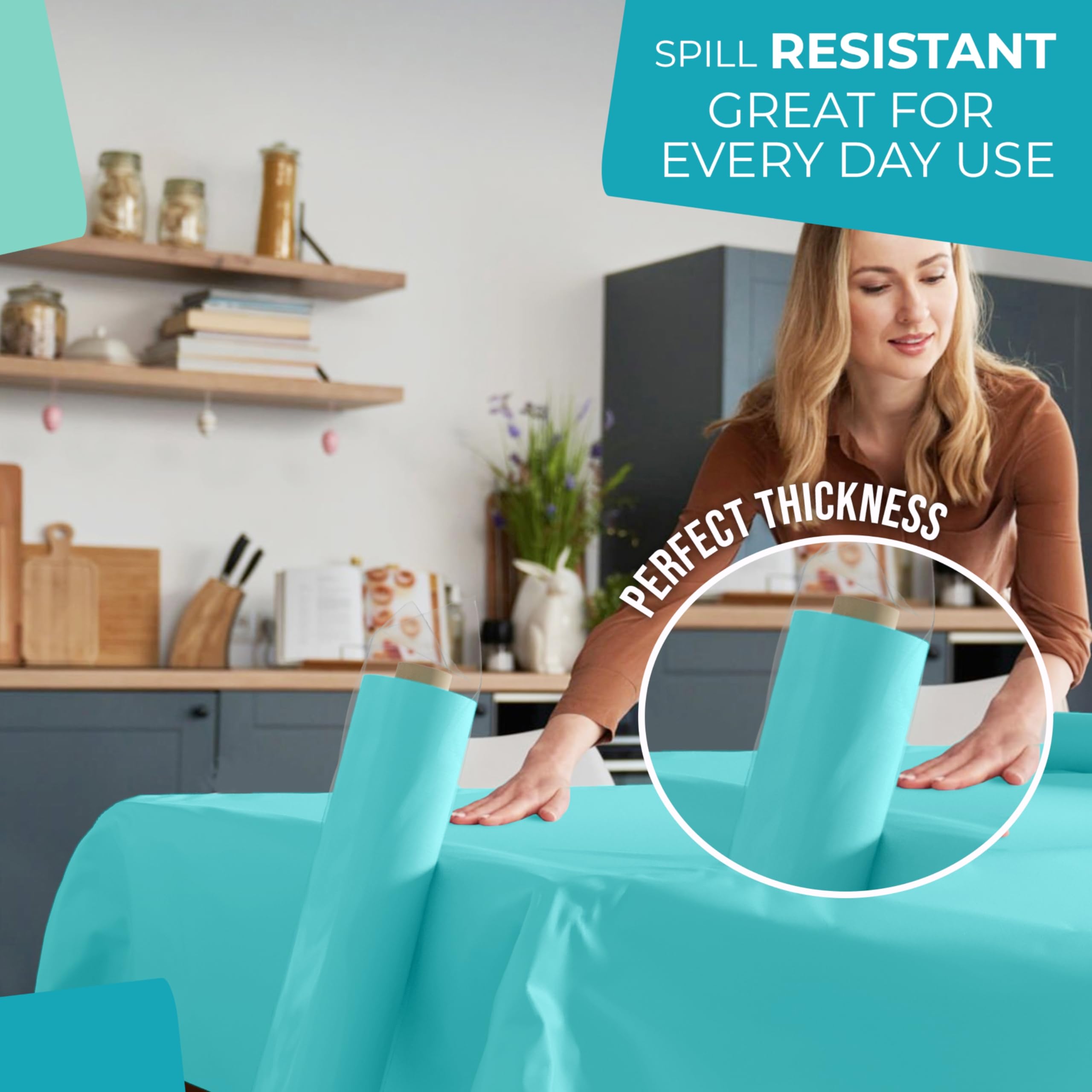 40 In. x 300 Ft. Premium Aqua Blue Table Roll