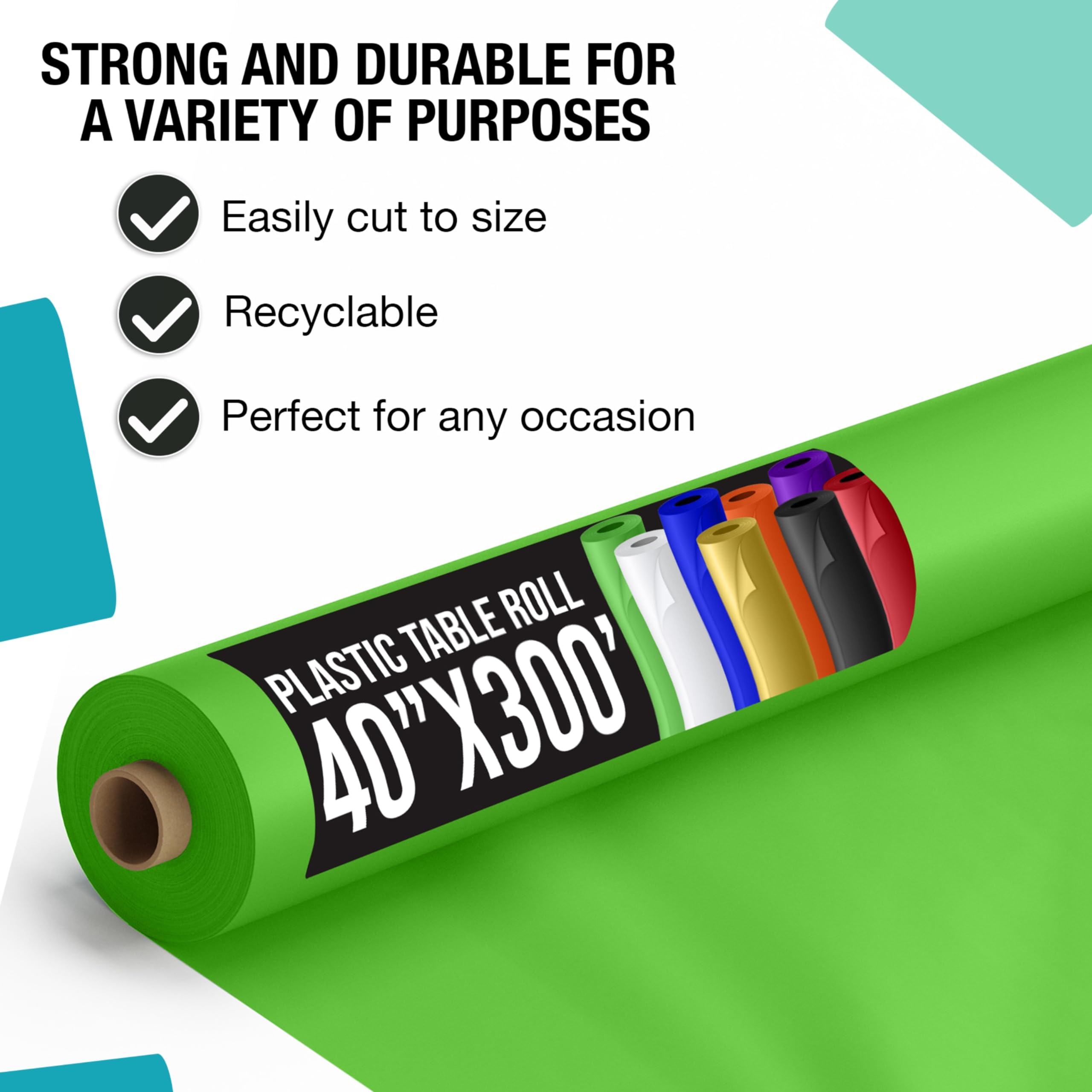 40 In. x 300 Ft. Premium Lime Green Table Roll | Case of 4