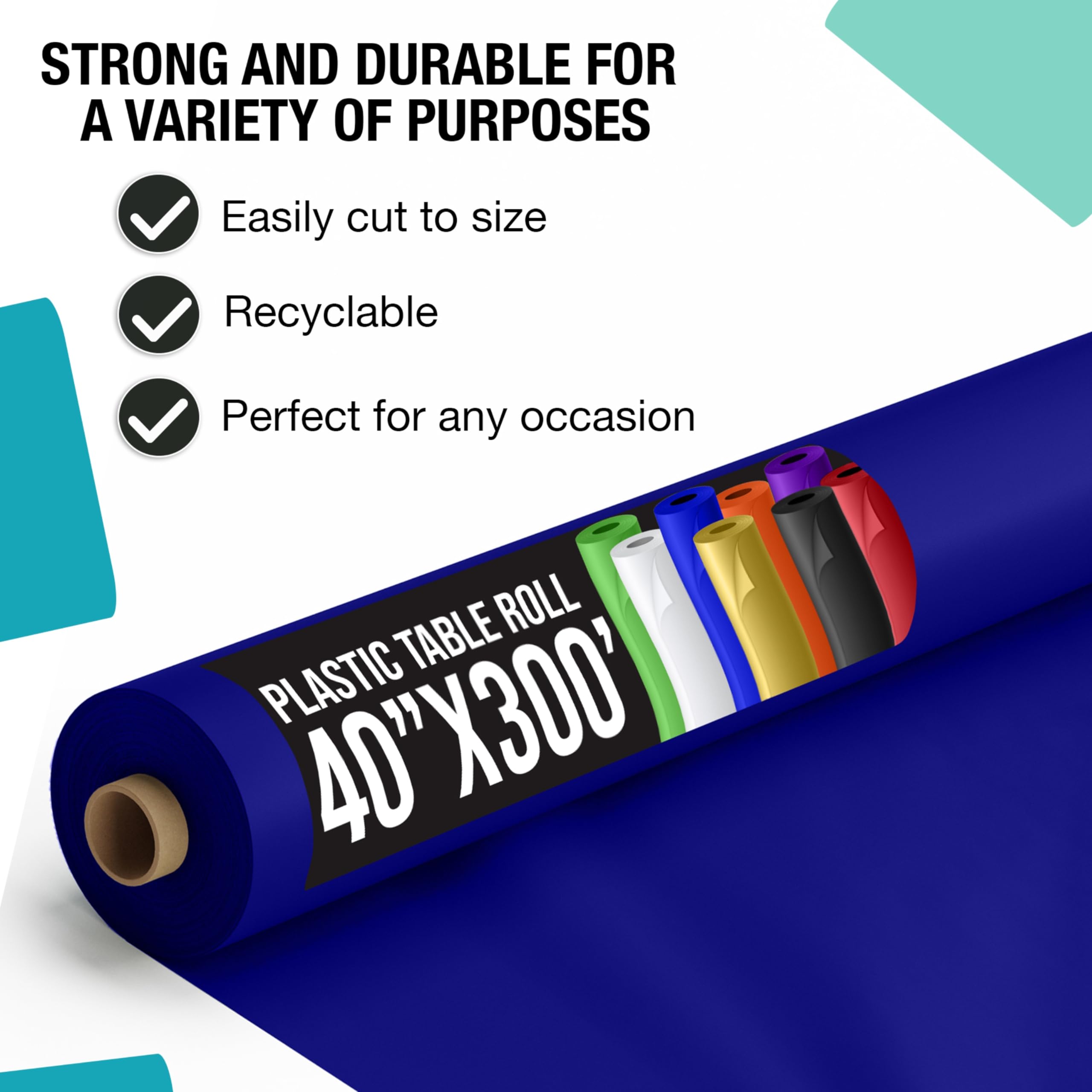40 In. x 300 Ft. Premium Navy Blue Table Roll | Case of 4