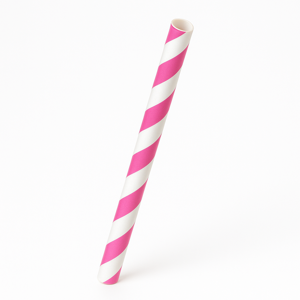 Bright Pink Paper Straws - 100 Pack